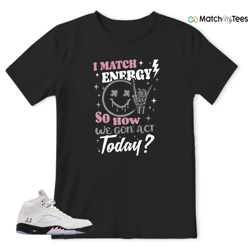NIKE AIR JORDAN 5 RETRO MEDIUM SOFT PINK SNEAKER Matching Tees t-shirt