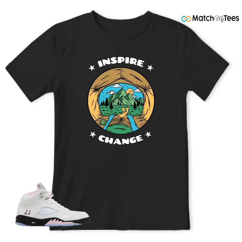 NIKE AIR JORDAN 5 RETRO MEDIUM SOFT PINK SNEAKER Matching Tees t-shirt