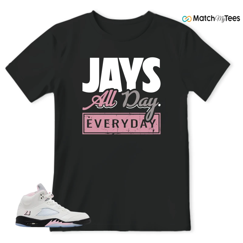 NIKE AIR JORDAN 5 RETRO MEDIUM SOFT PINK SNEAKER Matching Tees t-shirt