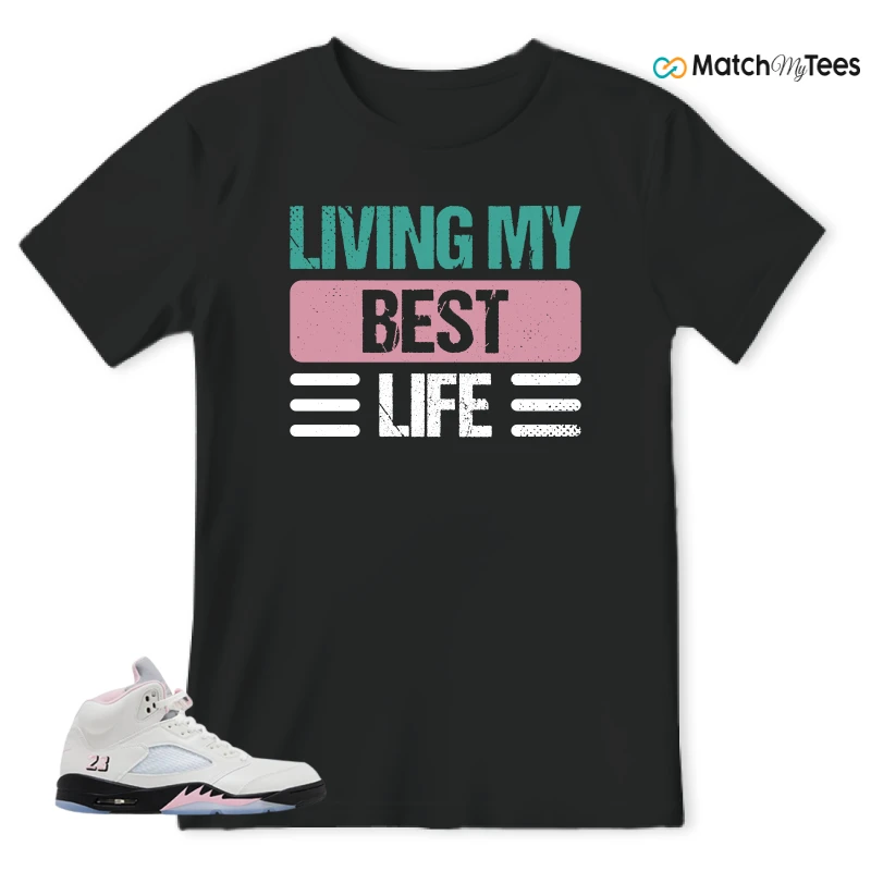 NIKE AIR JORDAN 5 RETRO MEDIUM SOFT PINK SNEAKER Matching Tees t-shirt