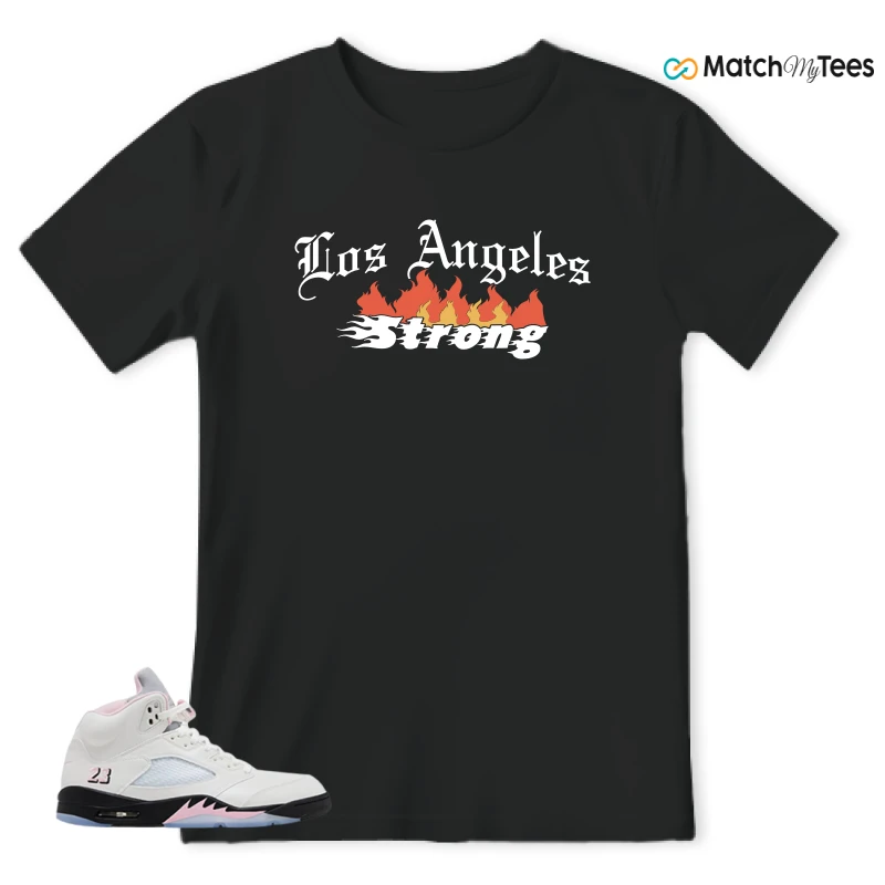 NIKE AIR JORDAN 5 RETRO MEDIUM SOFT PINK SNEAKER Matching Tees t-shirt