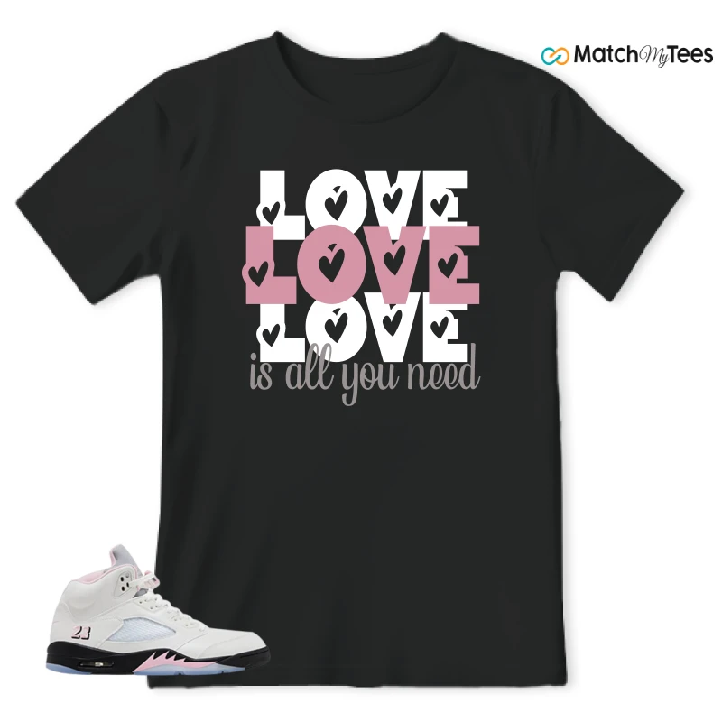 NIKE AIR JORDAN 5 RETRO MEDIUM SOFT PINK SNEAKER Matching Tees t-shirt