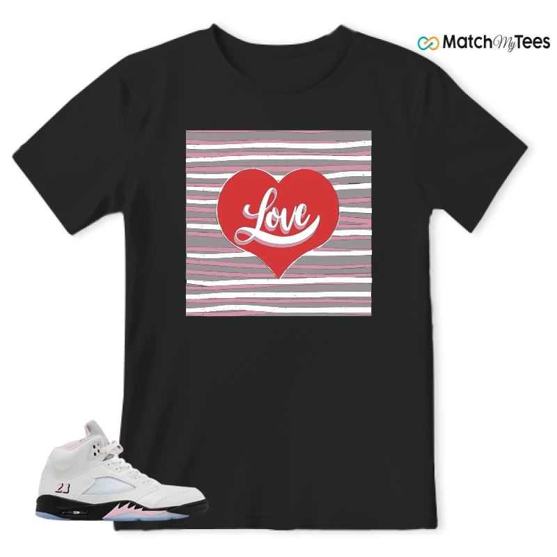 NIKE AIR JORDAN 5 RETRO MEDIUM SOFT PINK SNEAKER Matching Tees t-shirt