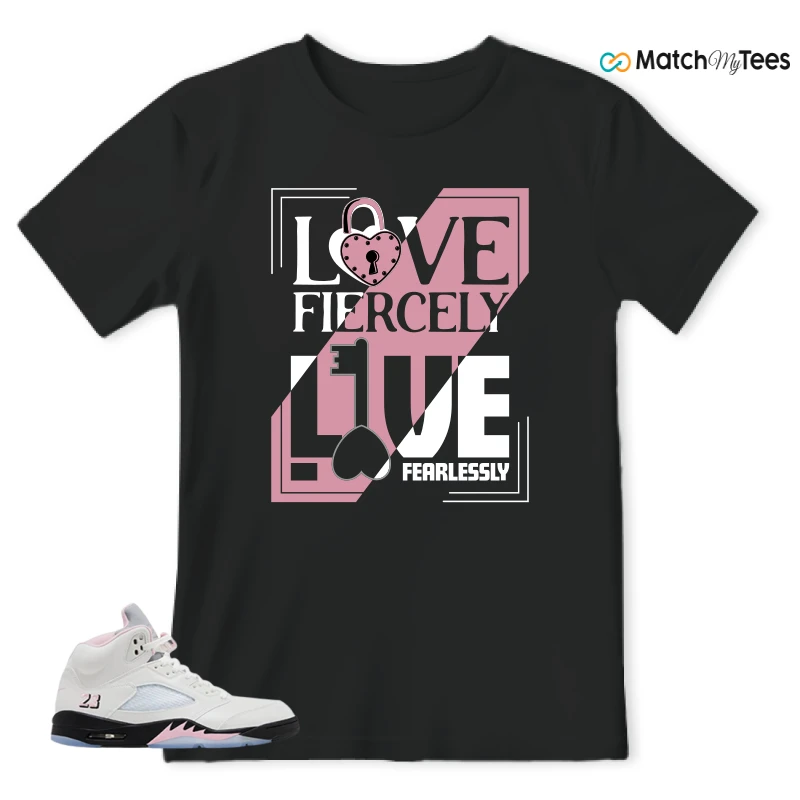 NIKE AIR JORDAN 5 RETRO MEDIUM SOFT PINK SNEAKER Matching Tees t-shirt