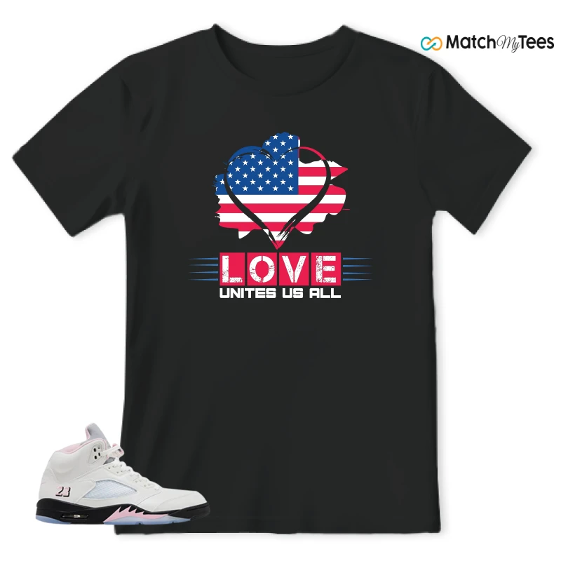 NIKE AIR JORDAN 5 RETRO MEDIUM SOFT PINK SNEAKER Matching Tees t-shirt
