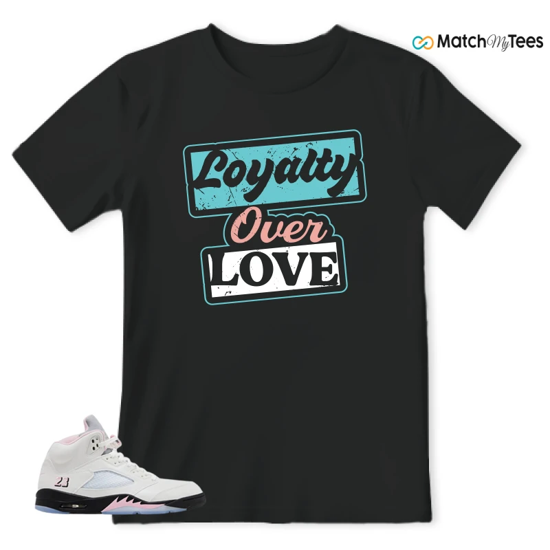 NIKE AIR JORDAN 5 RETRO MEDIUM SOFT PINK SNEAKER Matching Tees t-shirt