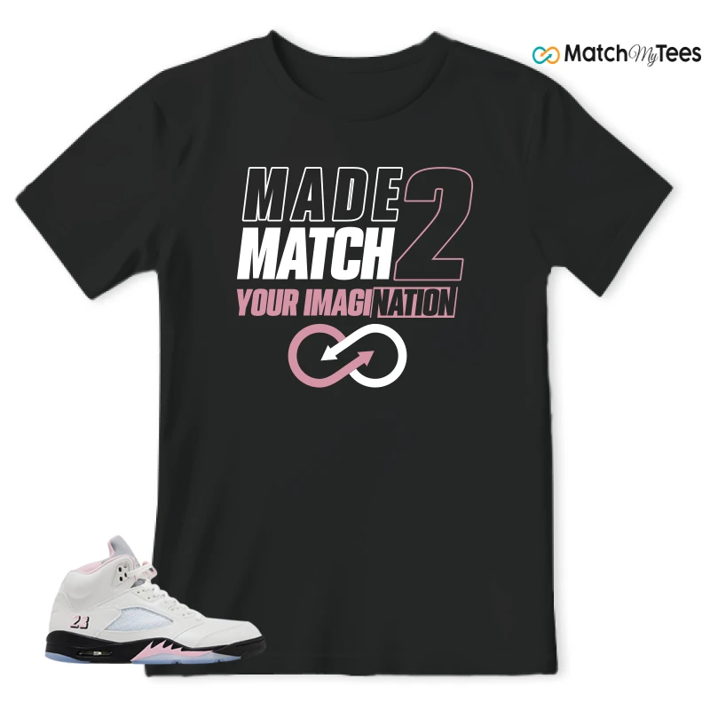 NIKE AIR JORDAN 5 RETRO MEDIUM SOFT PINK SNEAKER Matching Tees t-shirt
