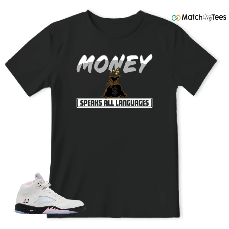 NIKE AIR JORDAN 5 RETRO MEDIUM SOFT PINK SNEAKER Matching Tees t-shirt