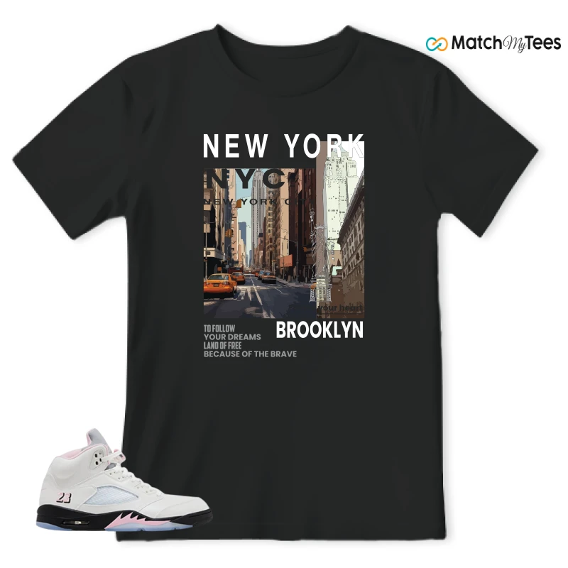 NIKE AIR JORDAN 5 RETRO MEDIUM SOFT PINK SNEAKER Matching Tees t-shirt