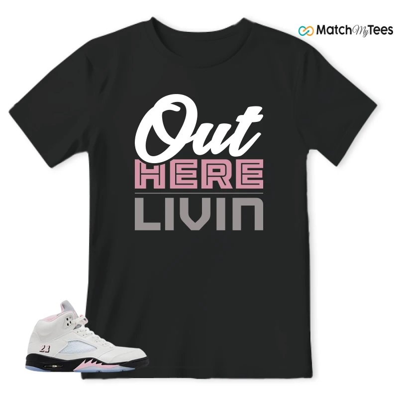 NIKE AIR JORDAN 5 RETRO MEDIUM SOFT PINK SNEAKER Matching Tees t-shirt