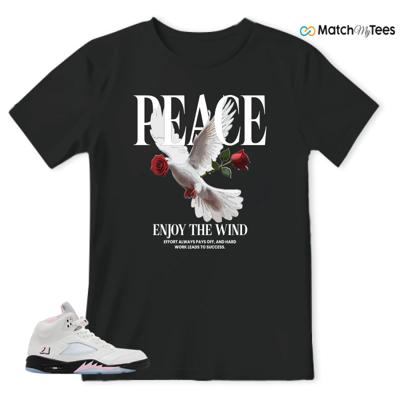 NIKE AIR JORDAN 5 RETRO MEDIUM SOFT PINK SNEAKER Matching Tees t-shirt