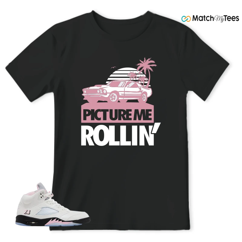 NIKE AIR JORDAN 5 RETRO MEDIUM SOFT PINK SNEAKER Matching Tees t-shirt