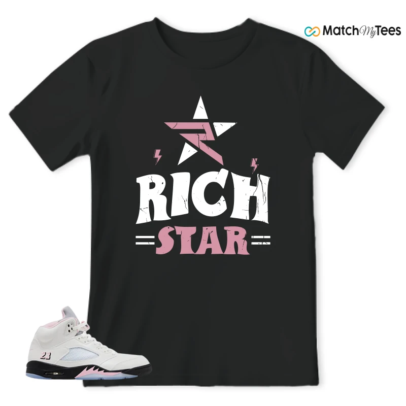 NIKE AIR JORDAN 5 RETRO MEDIUM SOFT PINK SNEAKER Matching Tees t-shirt