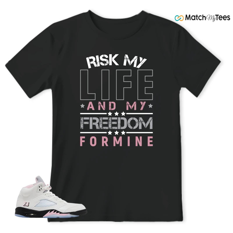 NIKE AIR JORDAN 5 RETRO MEDIUM SOFT PINK SNEAKER Matching Tees t-shirt