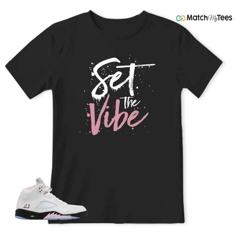 NIKE AIR JORDAN 5 RETRO MEDIUM SOFT PINK SNEAKER Matching Tees t-shirt