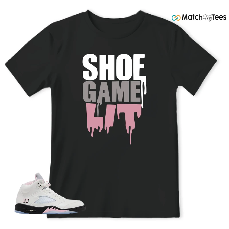 NIKE AIR JORDAN 5 RETRO MEDIUM SOFT PINK SNEAKER Matching Tees t-shirt