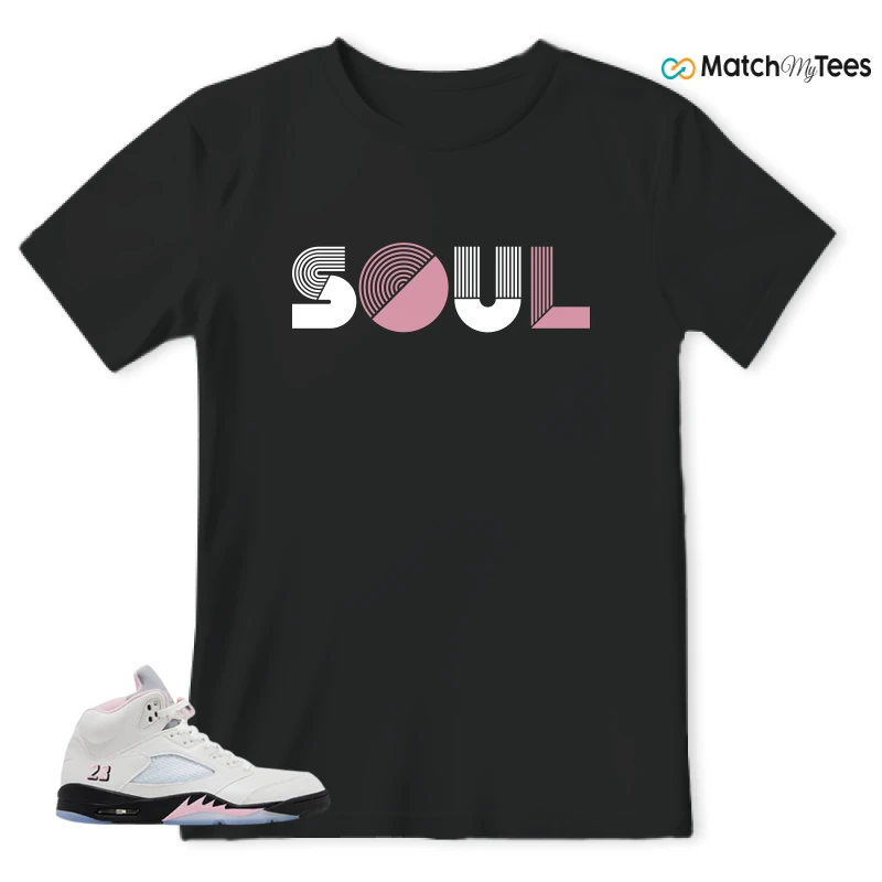 NIKE AIR JORDAN 5 RETRO MEDIUM SOFT PINK SNEAKER Matching Tees t-shirt
