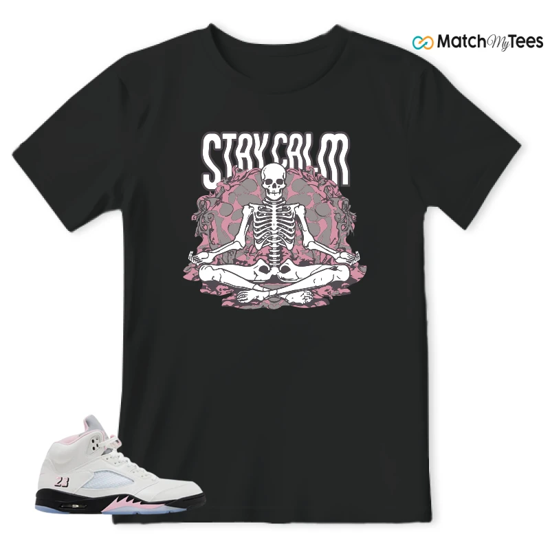 NIKE AIR JORDAN 5 RETRO MEDIUM SOFT PINK SNEAKER Matching Tees t-shirt