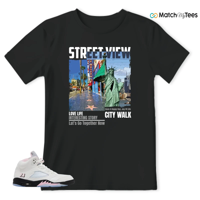 NIKE AIR JORDAN 5 RETRO MEDIUM SOFT PINK SNEAKER Matching Tees t-shirt