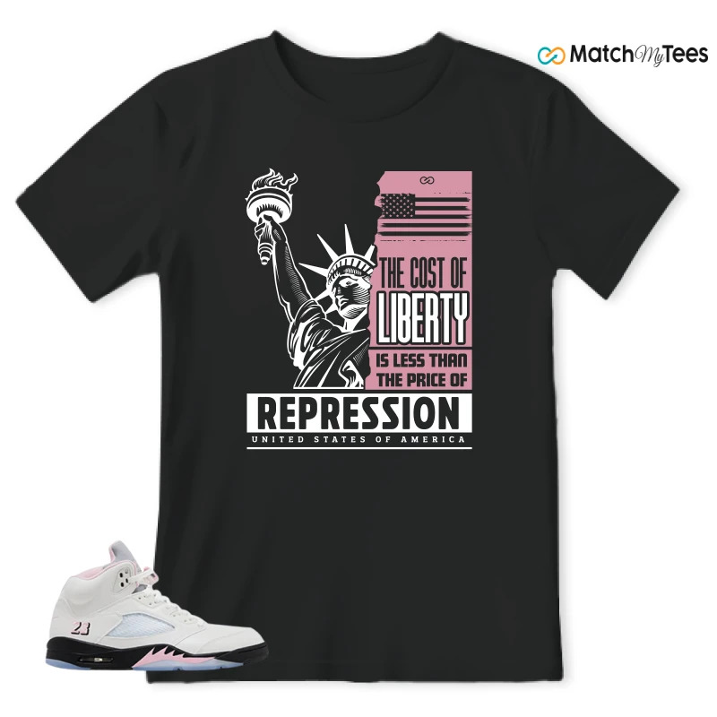 NIKE AIR JORDAN 5 RETRO MEDIUM SOFT PINK SNEAKER Matching Tees t-shirt