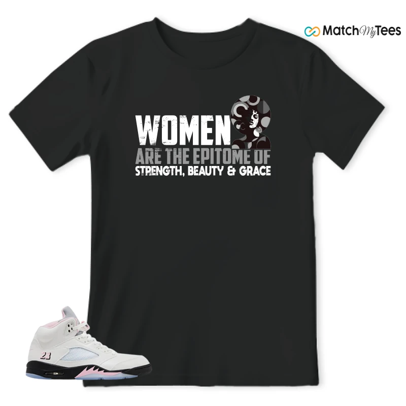 NIKE AIR JORDAN 5 RETRO MEDIUM SOFT PINK SNEAKER Matching Tees t-shirt
