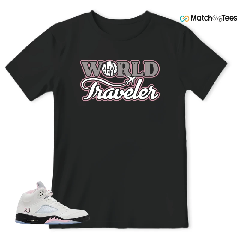 NIKE AIR JORDAN 5 RETRO MEDIUM SOFT PINK SNEAKER Matching Tees t-shirt
