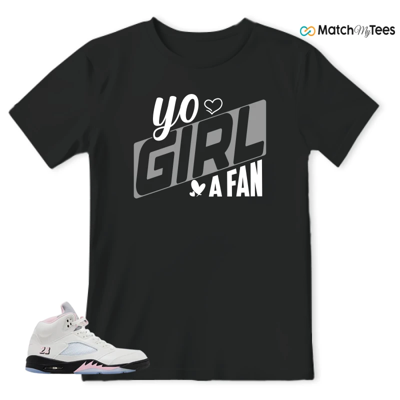 NIKE AIR JORDAN 5 RETRO MEDIUM SOFT PINK SNEAKER Matching Tees t-shirt