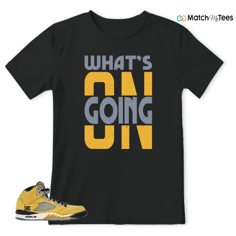 NIKE AIR JORDAN 5 TOKYO 23 SNEAKER/VARSITY MAIZE/ANTHRACITE-WOLF GREY-BLACK matching T-shirt