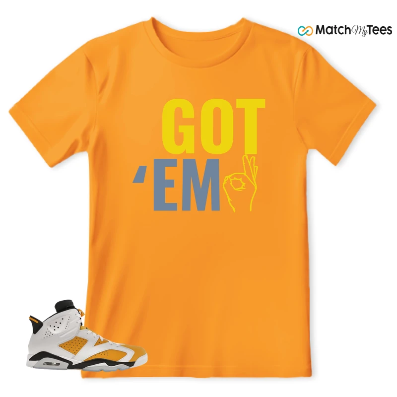NIKE AIR JORDAN 6 YELLOW OCHRE SNEAKER Matching Tees t-shirt