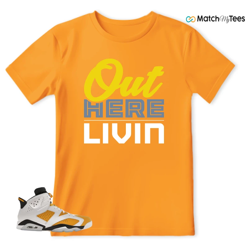 NIKE AIR JORDAN 6 YELLOW OCHRE SNEAKER Matching Tees t-shirt