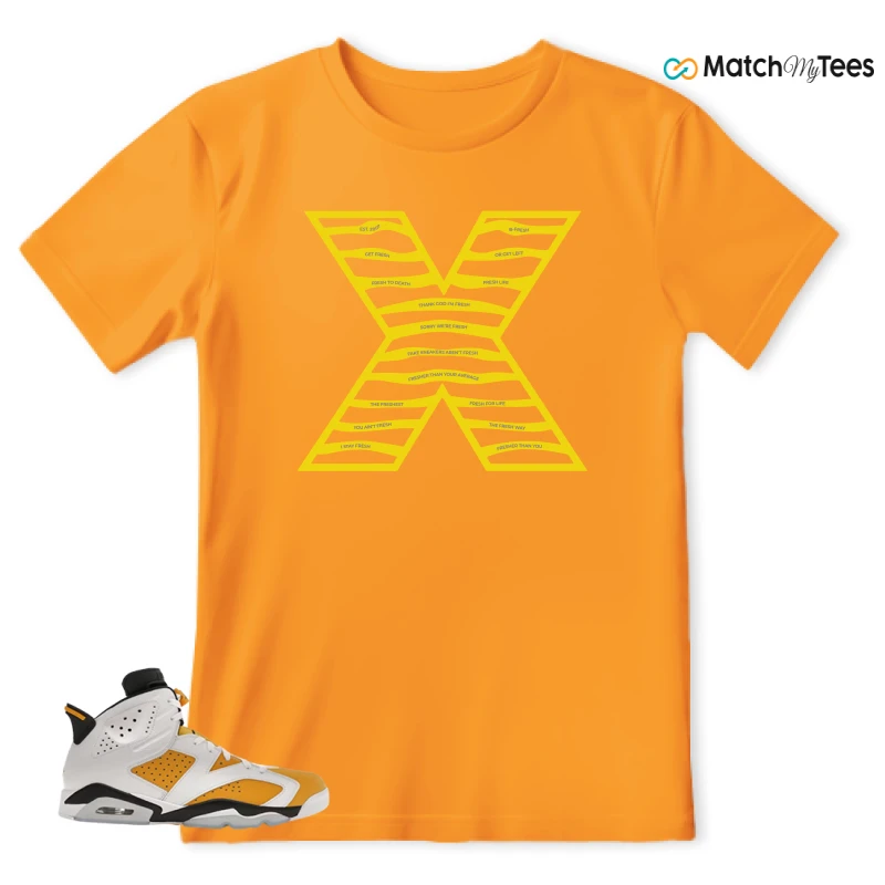 NIKE AIR JORDAN 6 YELLOW OCHRE SNEAKER Matching Tees t-shirt