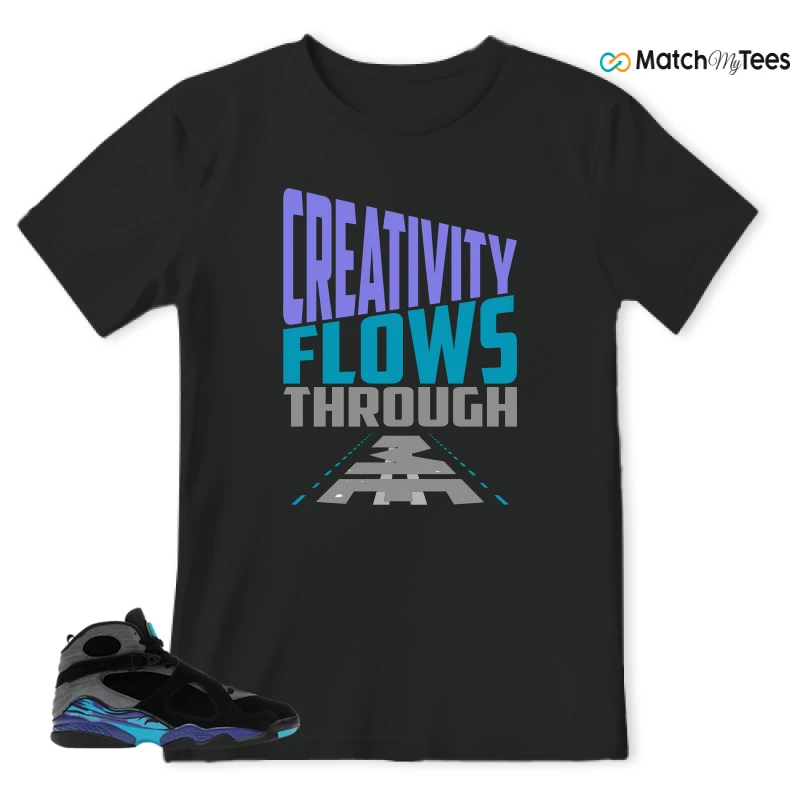 NIKE AIR JORDAN 8 AQUA SNEAKER/BLACK/TRUE RED-IRON GREY-BRIGHT CONCORD-AQUATONE matching T-shirt
