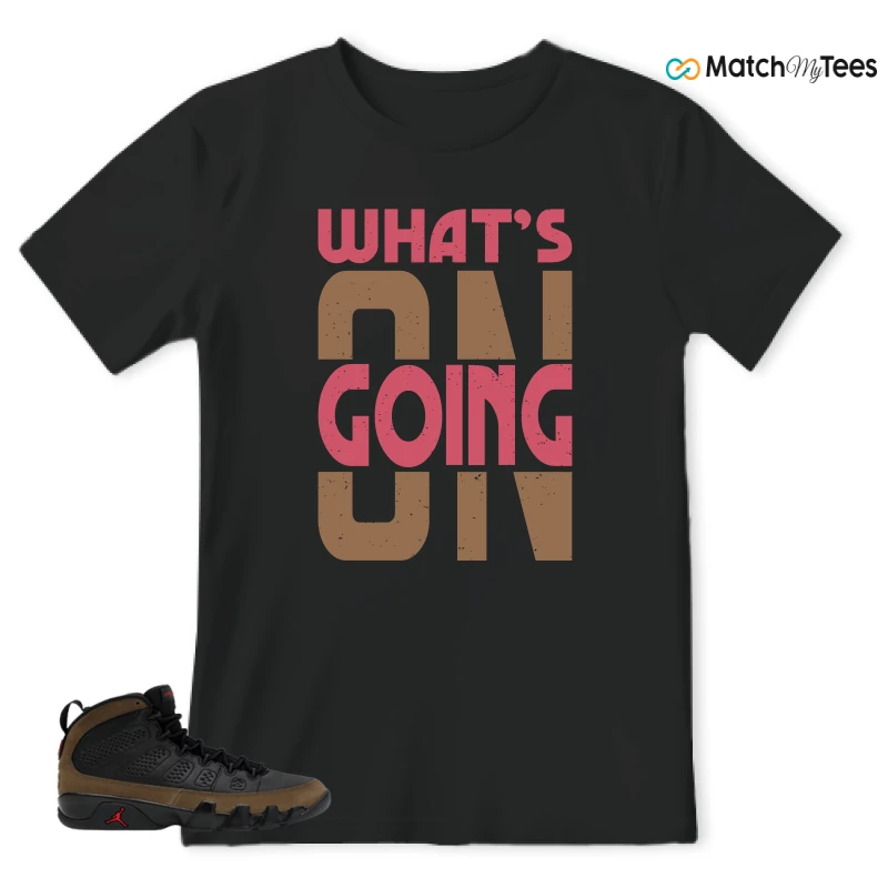 NIKE AIR JORDAN 9 OLIVE SNEAKER/BLACK/TRUE RED/LIGHT OLIVE matching T-shirt
