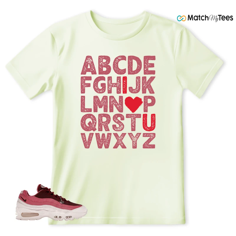 NIKE AIR MAX 95 WMNS OG BIG BUBBLE VALENTINE’S DAY SNEAKER/TEAM RED/PEONY/PEARL PINK matching T-shirt