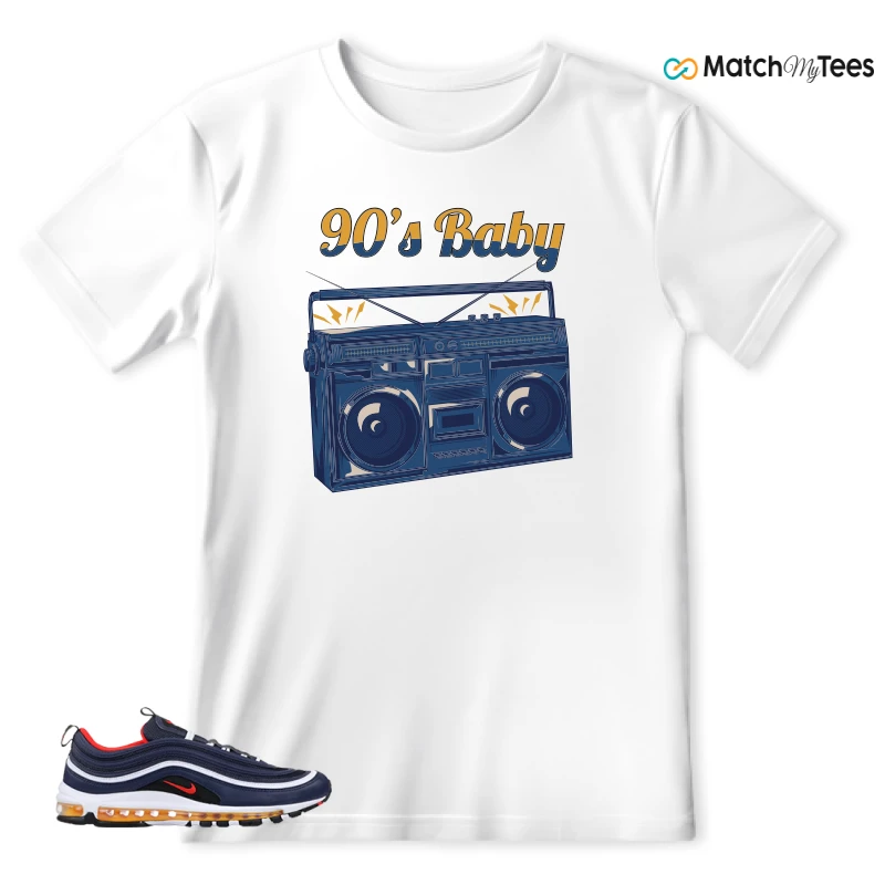NIKE AIR MAX 97 MIDNIGHT NAVY HABANERO RED SNEAKER Matching Tees t-shirt