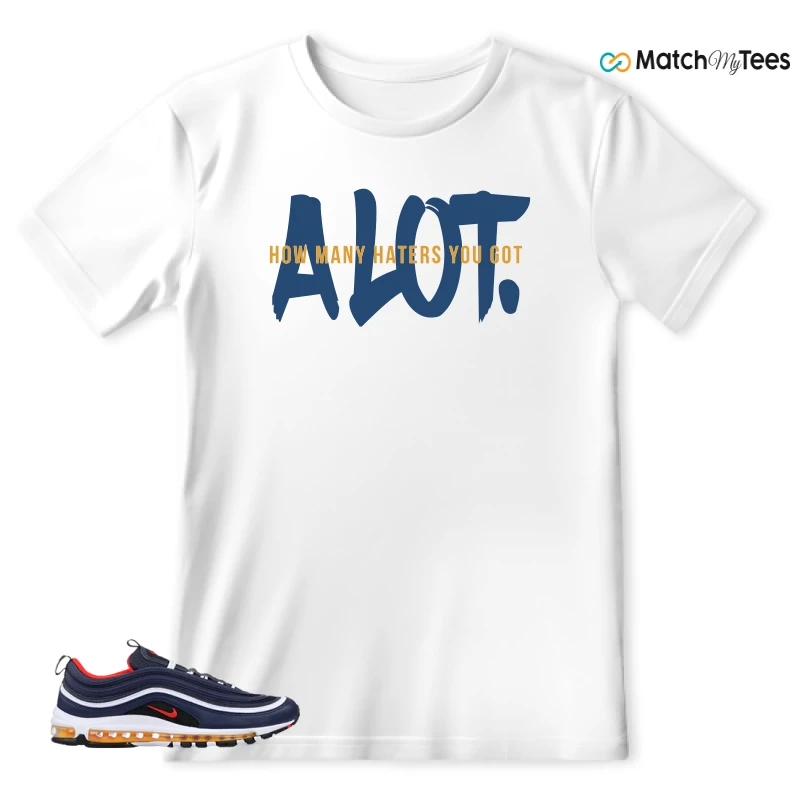 NIKE AIR MAX 97 MIDNIGHT NAVY HABANERO RED SNEAKER Matching Tees t-shirt