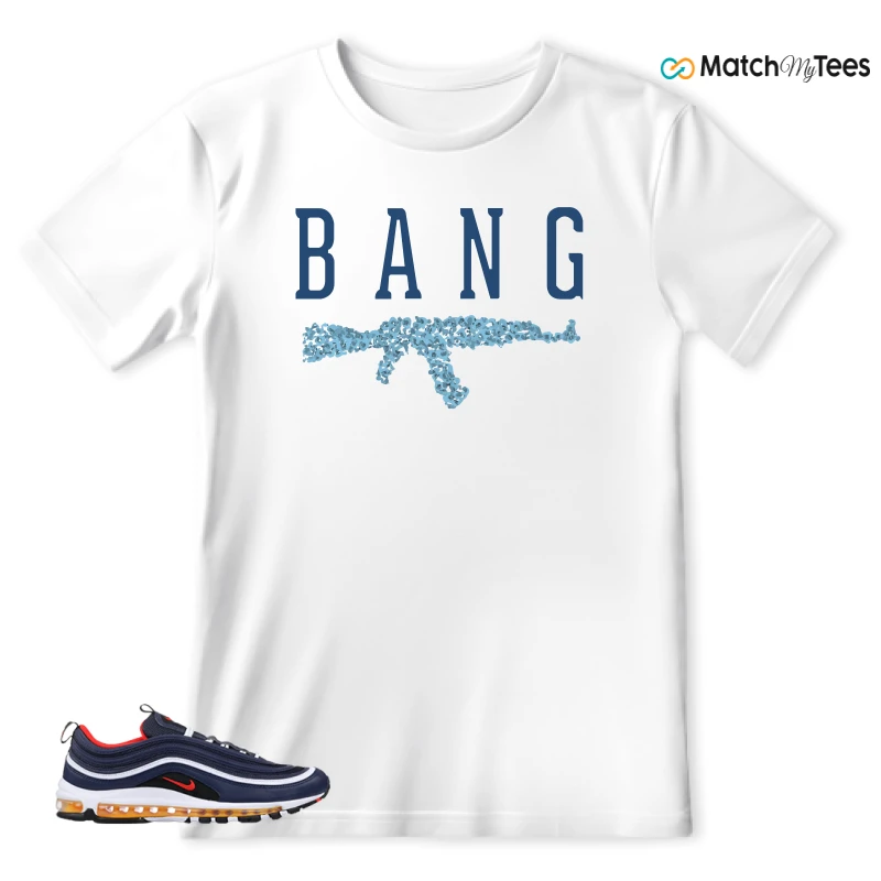NIKE AIR MAX 97 MIDNIGHT NAVY HABANERO RED SNEAKER Matching Tees t-shirt