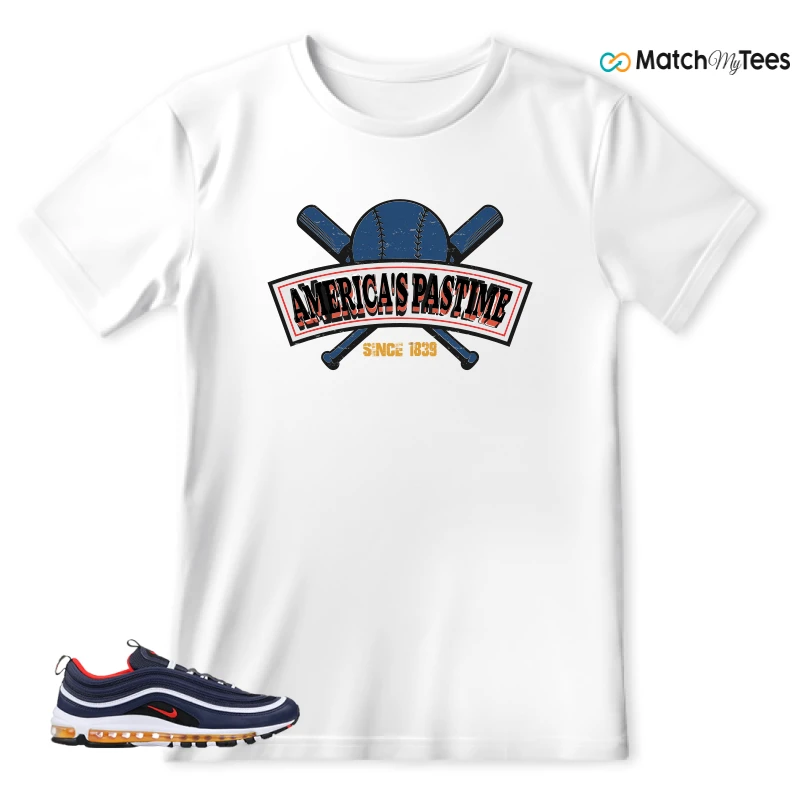 NIKE AIR MAX 97 MIDNIGHT NAVY HABANERO RED SNEAKER Matching Tees t-shirt
