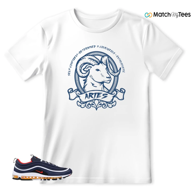 NIKE AIR MAX 97 MIDNIGHT NAVY HABANERO RED SNEAKER Matching Tees t-shirt