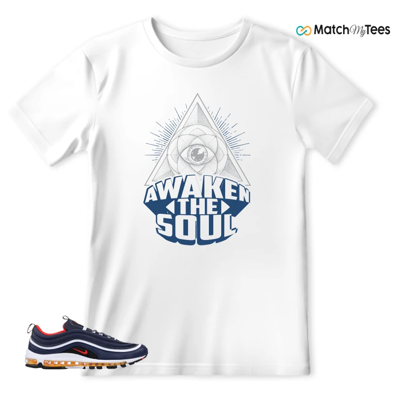 NIKE AIR MAX 97 MIDNIGHT NAVY HABANERO RED SNEAKER Matching Tees t-shirt