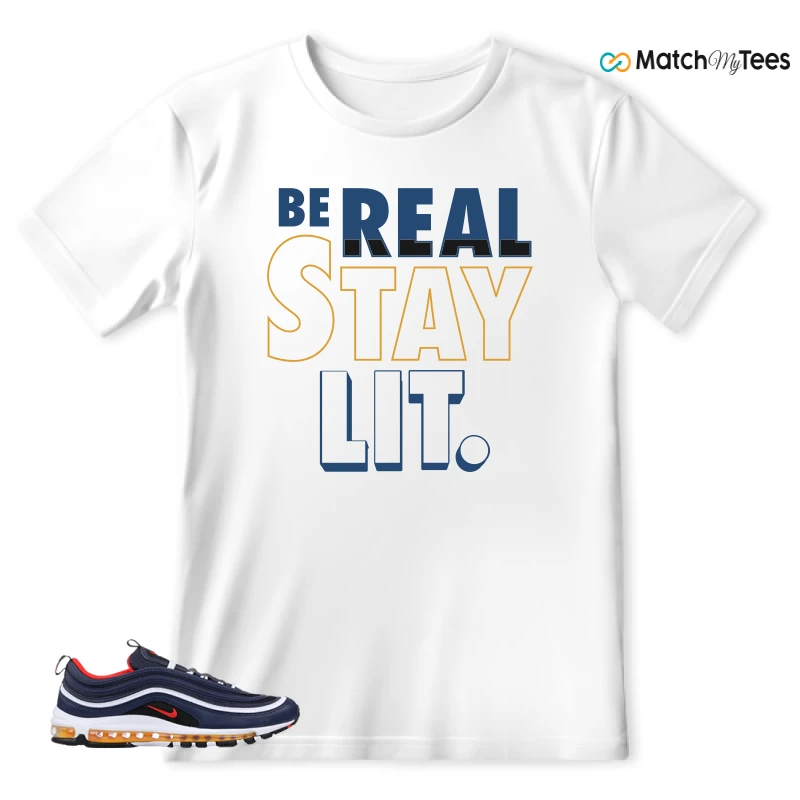 NIKE AIR MAX 97 MIDNIGHT NAVY HABANERO RED SNEAKER Matching Tees t-shirt