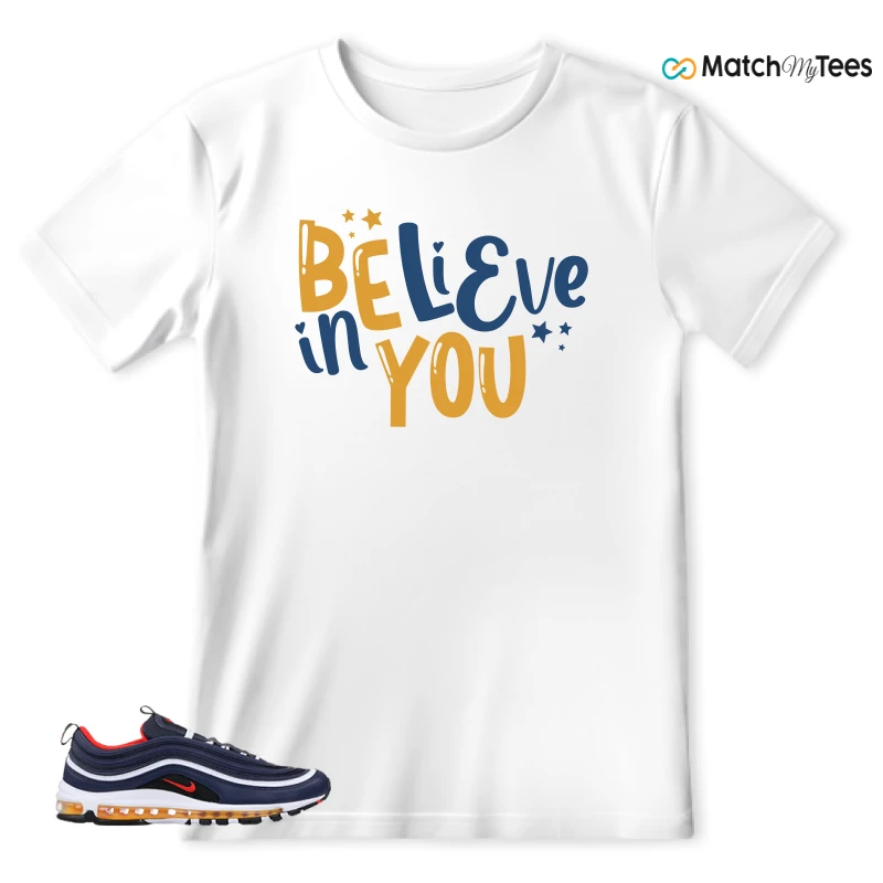 NIKE AIR MAX 97 MIDNIGHT NAVY HABANERO RED SNEAKER Matching Tees t-shirt