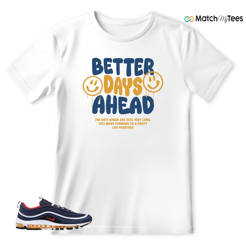NIKE AIR MAX 97 MIDNIGHT NAVY HABANERO RED SNEAKER Matching Tees t-shirt