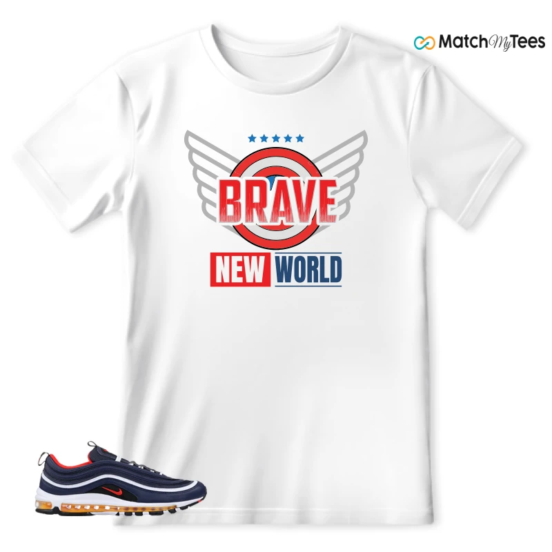 NIKE AIR MAX 97 MIDNIGHT NAVY HABANERO RED SNEAKER Matching Tees t-shirt