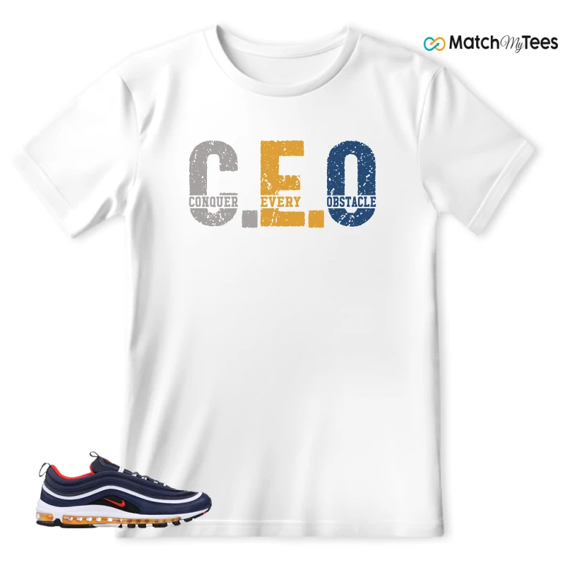 NIKE AIR MAX 97 MIDNIGHT NAVY HABANERO RED SNEAKER Matching Tees t-shirt