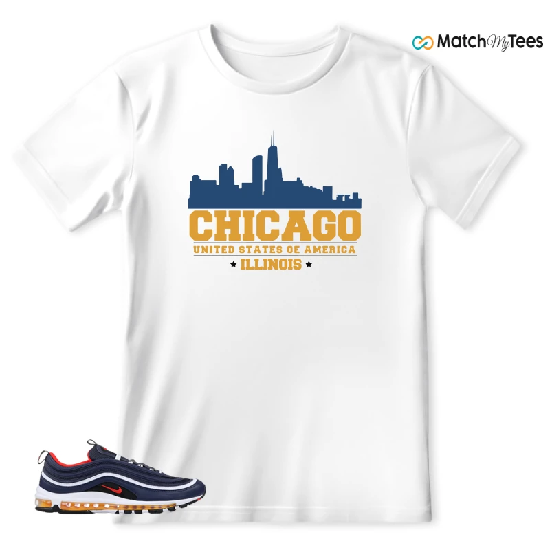 NIKE AIR MAX 97 MIDNIGHT NAVY HABANERO RED SNEAKER Matching Tees t-shirt