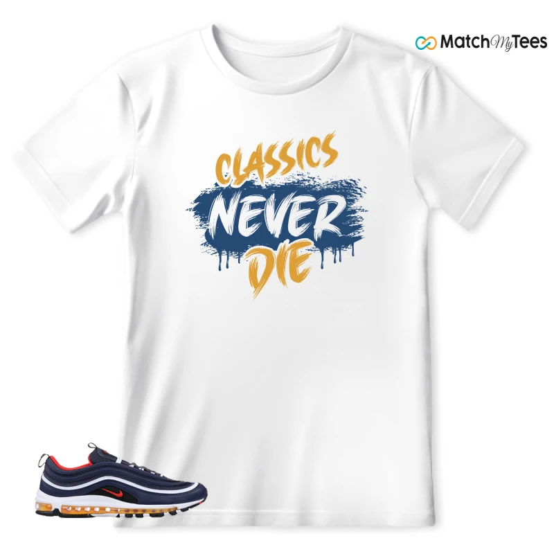 NIKE AIR MAX 97 MIDNIGHT NAVY HABANERO RED SNEAKER Matching Tees t-shirt