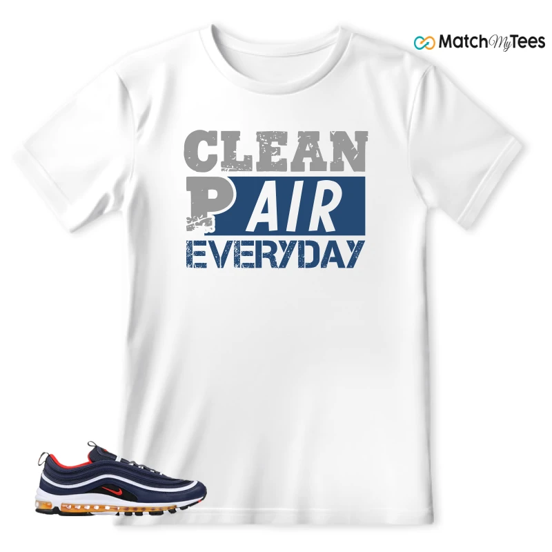 NIKE AIR MAX 97 MIDNIGHT NAVY HABANERO RED SNEAKER Matching Tees t-shirt
