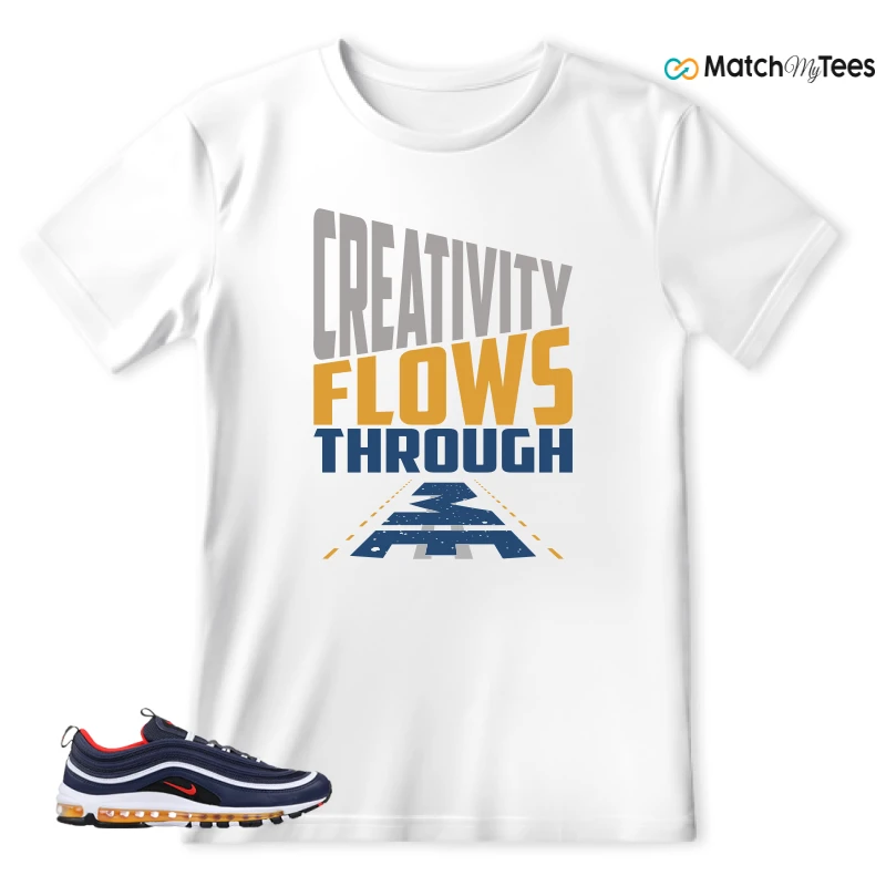 NIKE AIR MAX 97 MIDNIGHT NAVY HABANERO RED SNEAKER Matching Tees t-shirt