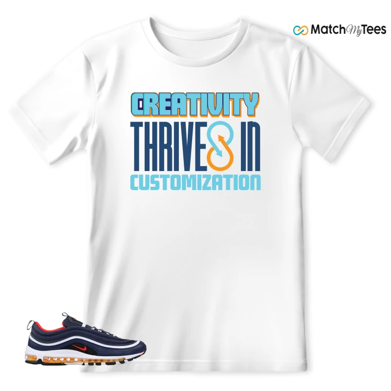 NIKE AIR MAX 97 MIDNIGHT NAVY HABANERO RED SNEAKER Matching Tees t-shirt